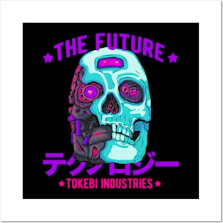 The Future Cyberpunk Robot Skull Posters and Art